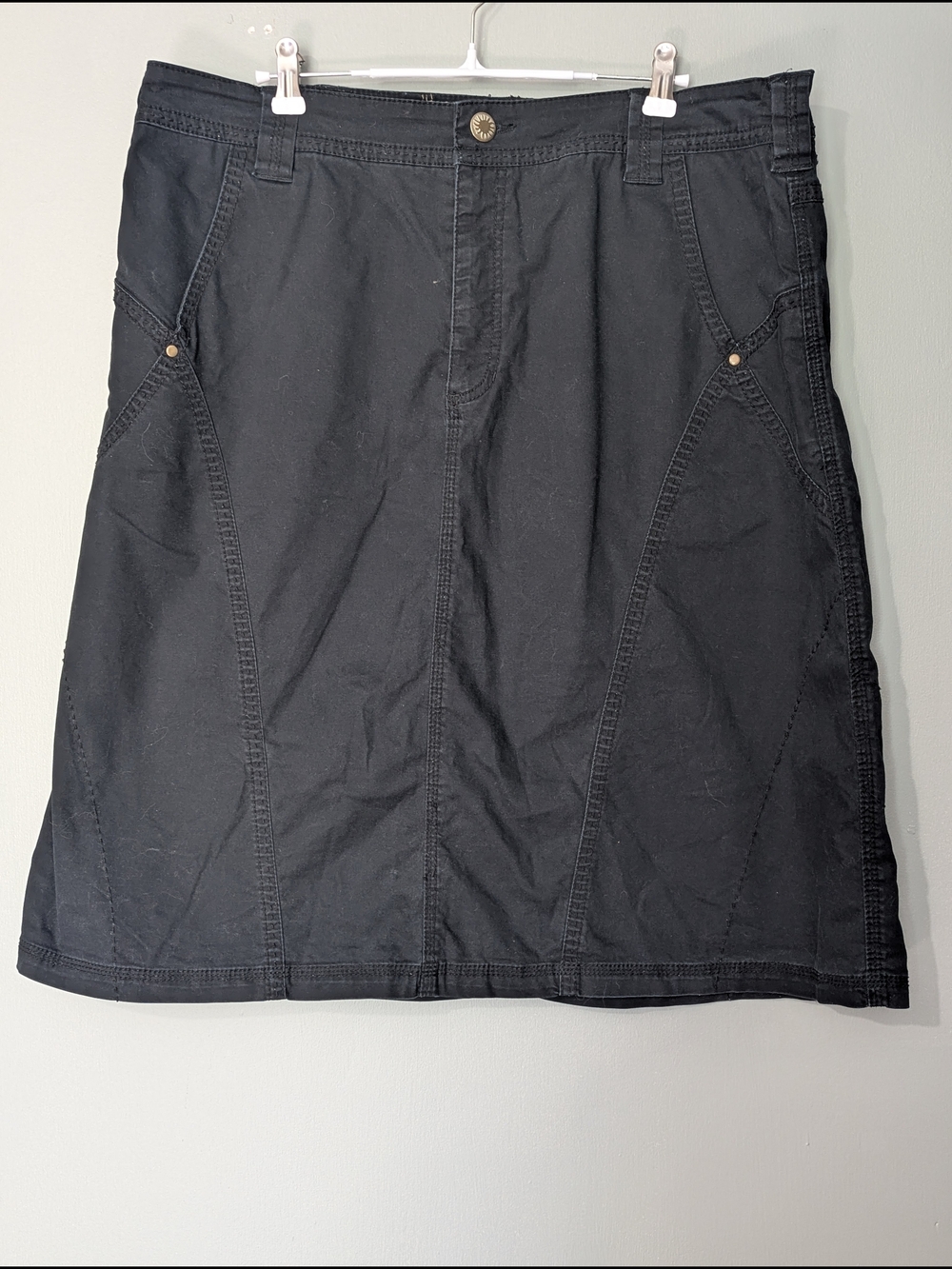Cotton Ginny Vintage Women's Black A-line Utility Y2k Cargo Skirt Cabincore - Picture 2 of 12